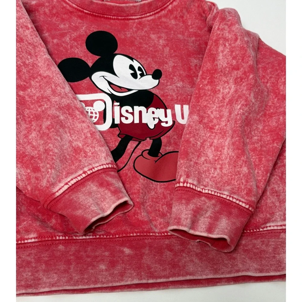 Disney 4T Mickey Mouse Sweatshirt Kids Red Excellent Acid Wash Walt Disney World
